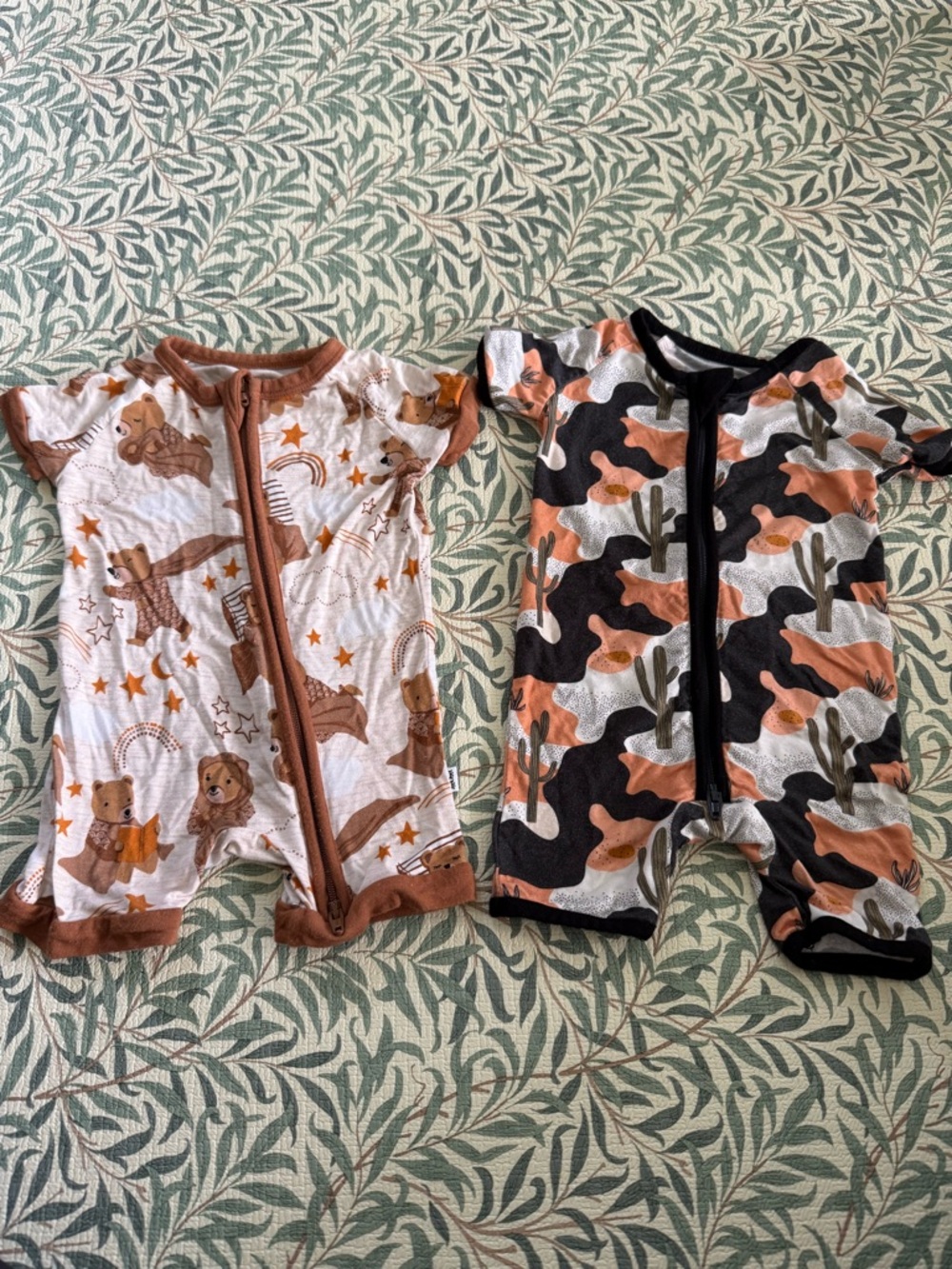 Little Sleepies Brown & Black Bear and Camo Two-Pack One-Pieces